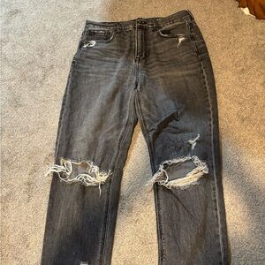 American Eagle charcoal destroyed boyfriend jeans
